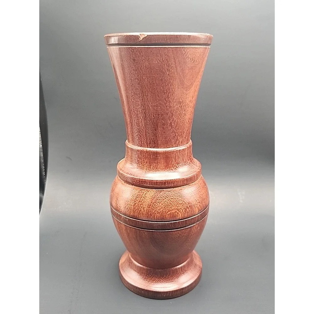 Vintage Artisan Handcrafted Hand turned‎ Two Toned Wooden Bud Vase 9